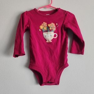 Carters Tea Cup Print Onepiece Outfit size 18M Girl Longsleeve Bodysuit